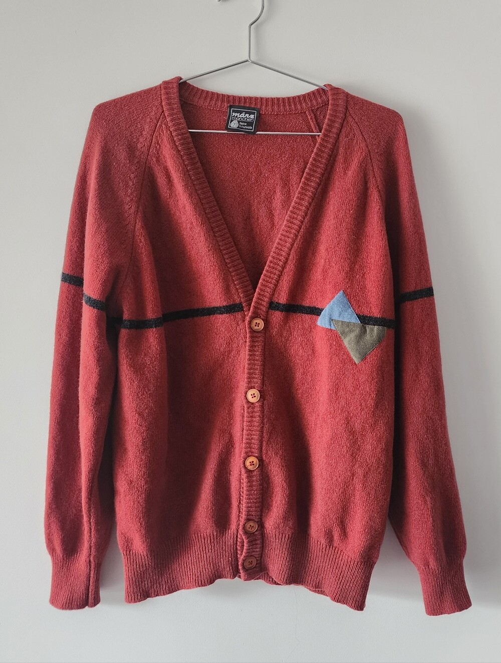Vintage März München Pure Virgin Wool Cardigan Red Men Medium V-Neck Cardigan